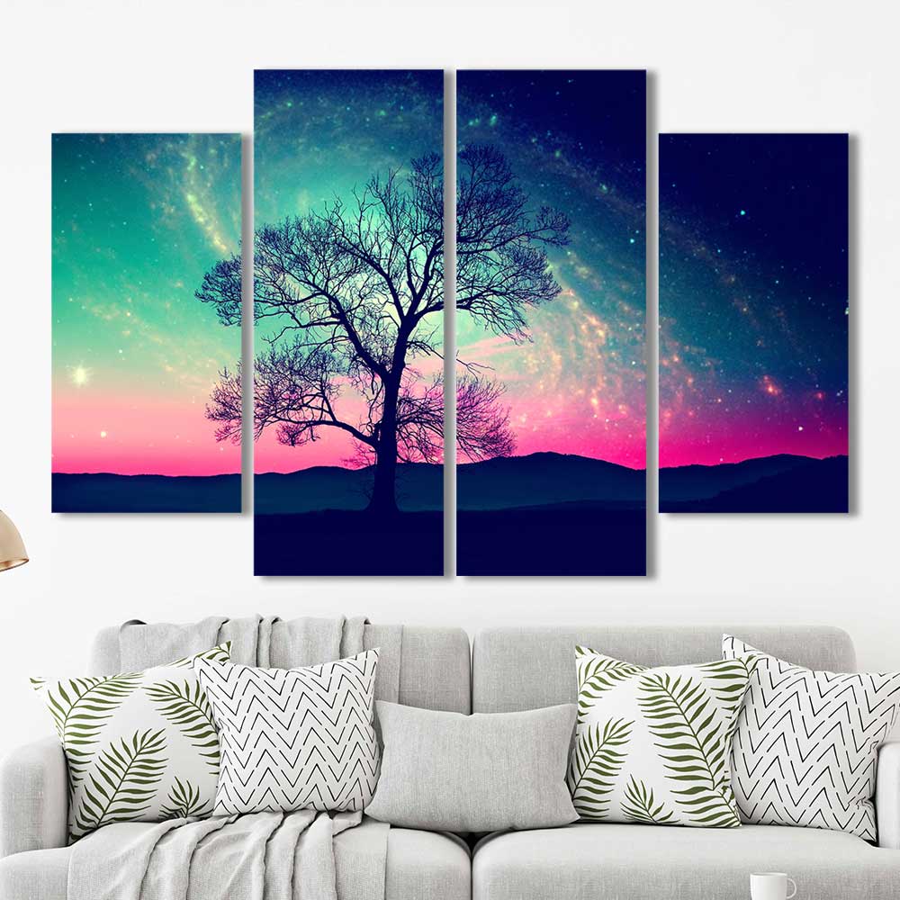 Starlit Guardian Northern Lights Collection - Framed Canvas Home Decor Wall Art Multiple Choices 1 3 4 5 Panels