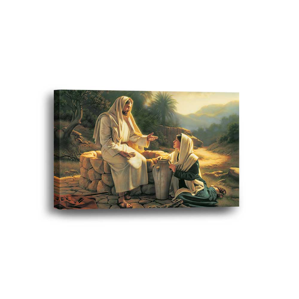 Living Water: Woman at the Well Collection - Framed Canvas Home Decor Wall Art Multiple Choices 1 3 4 5 Panels