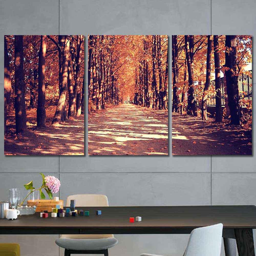 Autumn Glow Woodlan Pathway Collection - Framed Canvas Home Decor Wall Art Multiple Choices 1 3 4 5 Panels