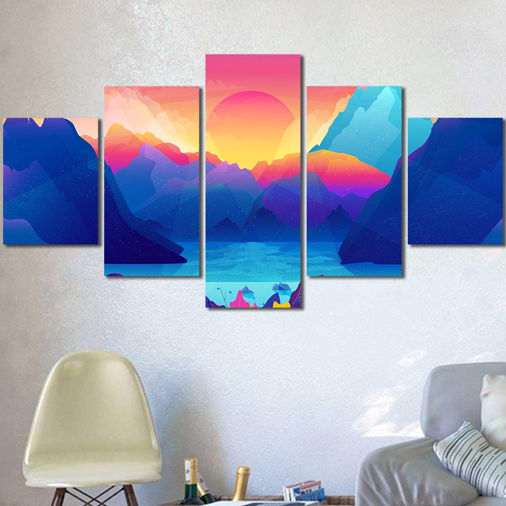 Dreamscape Peaks Collection - Framed Canvas Home Decor Wall Art Multiple Choices 3 4 5 Panels