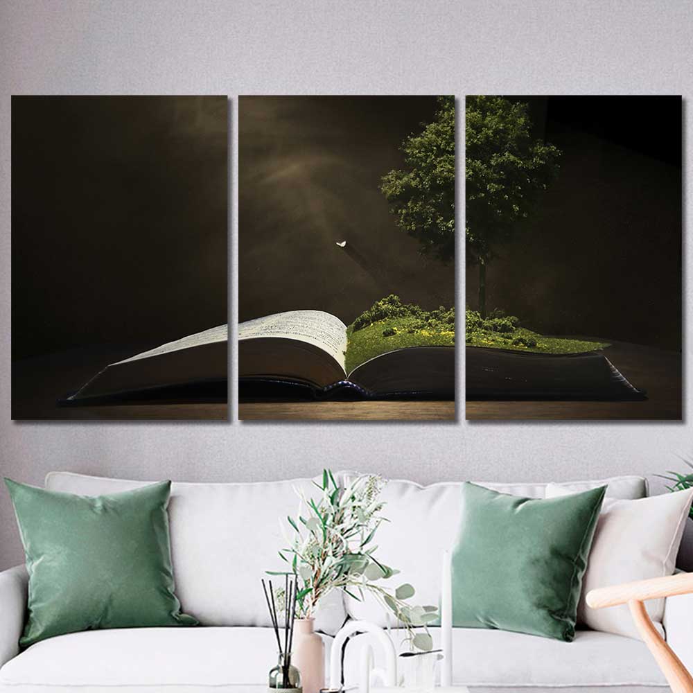 Pages of Life Collection - Framed Canvas Home Decor Wall Art Multiple Choices 1 3 4 5 Panels