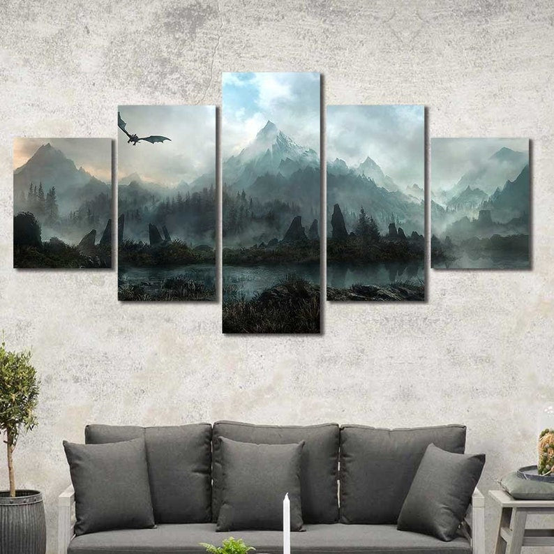 Mystic Highlands Collection - Framed Canvas Home Decor Wall Art Multiple Choices 1 3 4 5 Panels