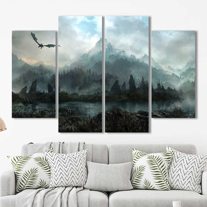 Mystic Highlands Collection - Framed Canvas Home Decor Wall Art Multiple Choices 1 3 4 5 Panels