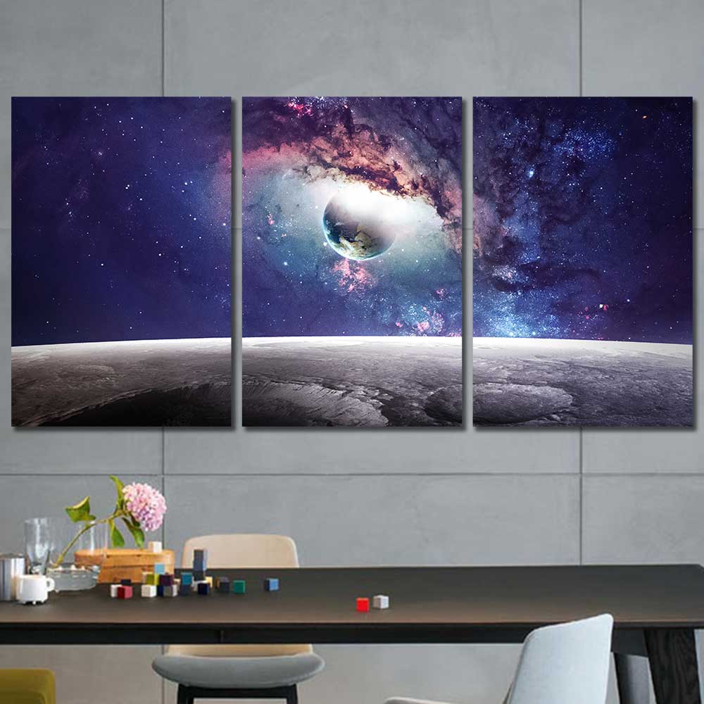 Lunar Visions: Cosmic Gateway Collection - Framed Canvas Home Decor Wall Art Multiple Choices 1 3 4 5 Panels