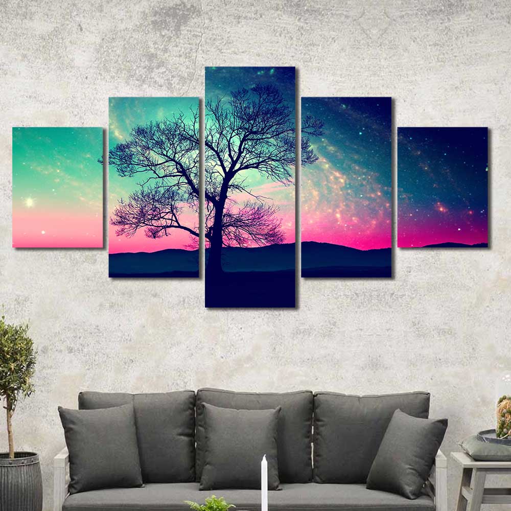Starlit Guardian Northern Lights Collection - Framed Canvas Home Decor Wall Art Multiple Choices 1 3 4 5 Panels