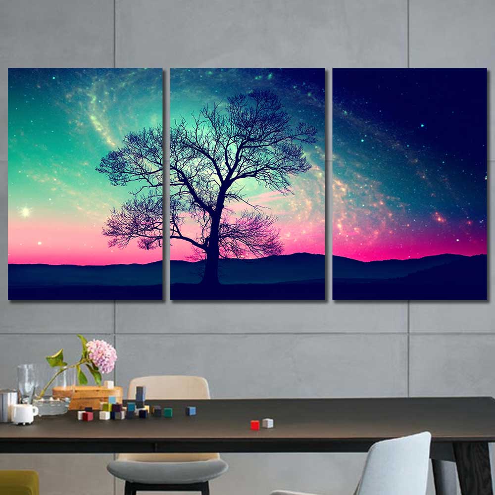 Starlit Guardian Northern Lights Collection - Framed Canvas Home Decor Wall Art Multiple Choices 1 3 4 5 Panels