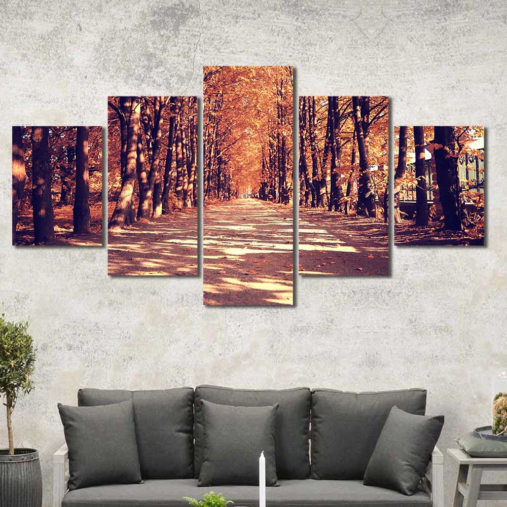 Autumn Glow Woodlan Pathway Collection - Framed Canvas Home Decor Wall Art Multiple Choices 1 3 4 5 Panels