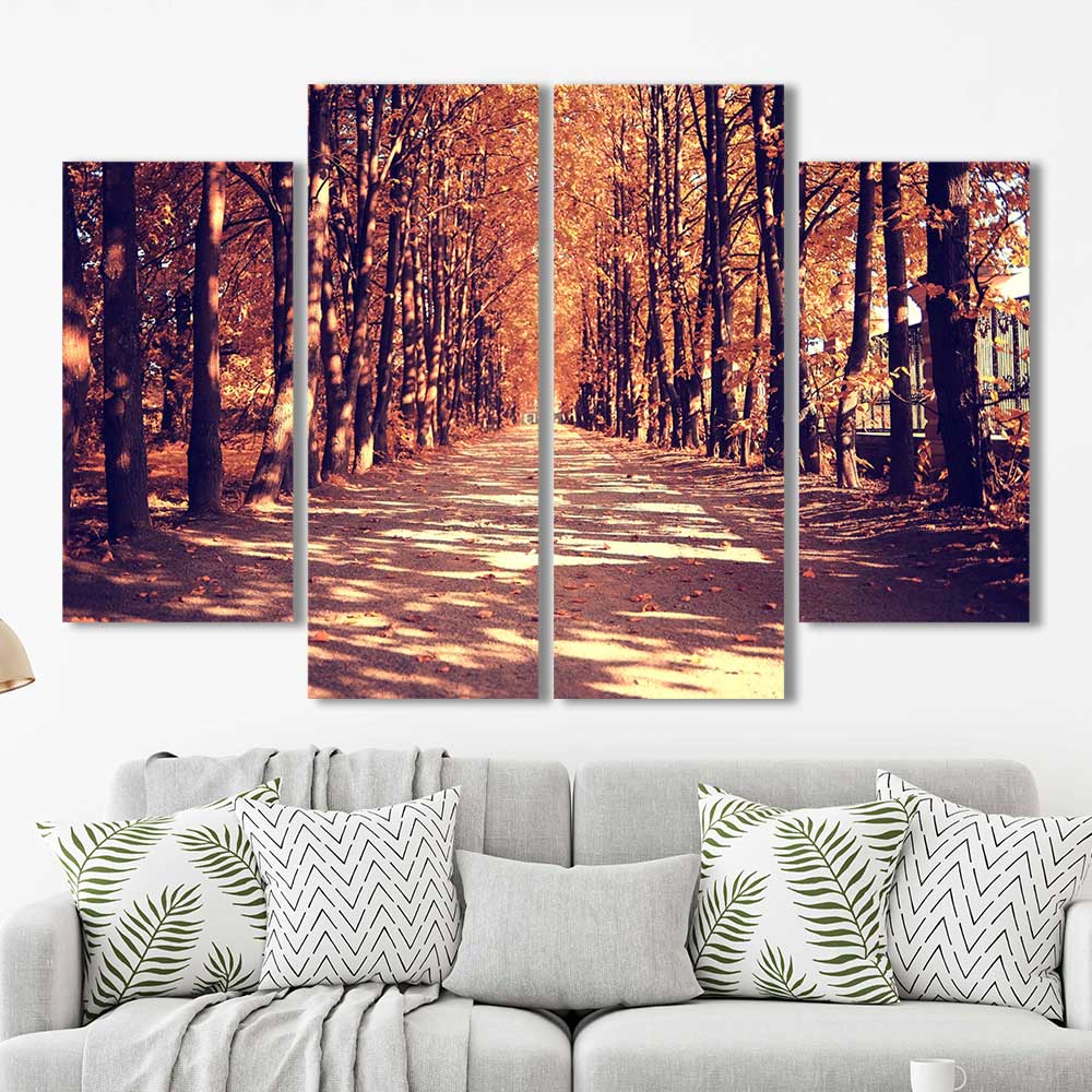 Autumn Glow Woodlan Pathway Collection - Framed Canvas Home Decor Wall Art Multiple Choices 1 3 4 5 Panels