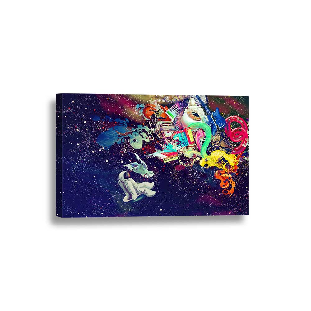 The Astronaut's Imagination Collection - Framed Canvas Home Decor Wall Art Multiple Choices 1 3 4 5 Panels