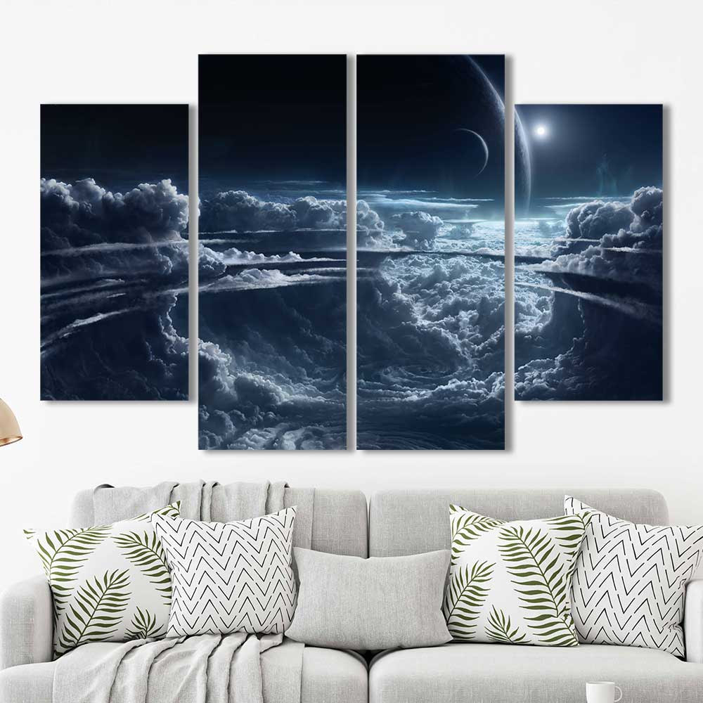 The Celestial Serenity Collection - Framed Canvas Home Decor Wall Art Multiple Choices 1 3 4 5 Panels