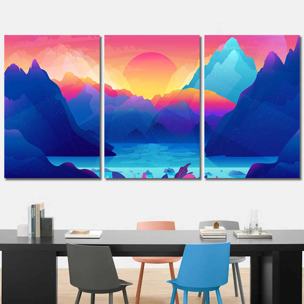 Dreamscape Peaks Collection - Framed Canvas Home Decor Wall Art Multiple Choices 3 4 5 Panels
