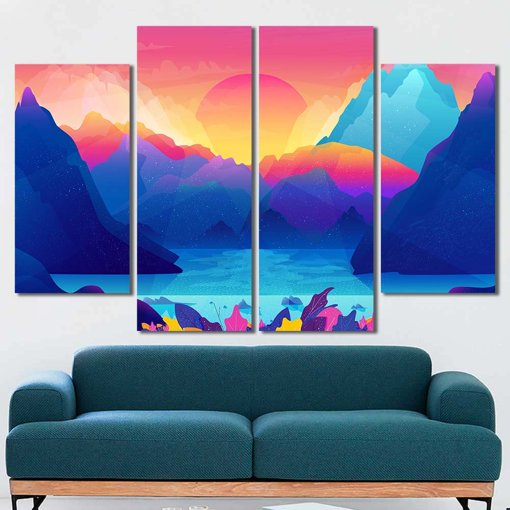 Dreamscape Peaks Collection - Framed Canvas Home Decor Wall Art Multiple Choices 3 4 5 Panels