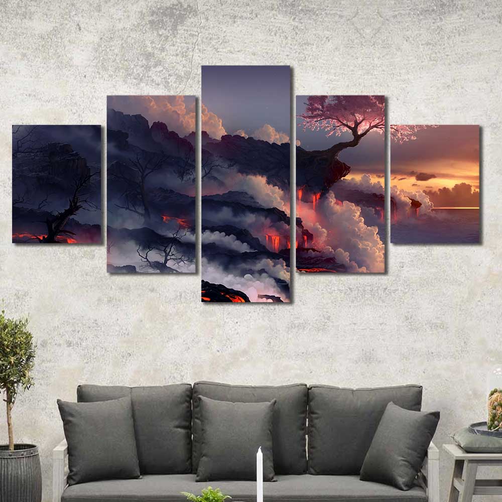 Harmony of Fire and Bloom Collection - Framed Canvas Home Decor Wall Art Multiple Choices 1 3 4 5 Panels