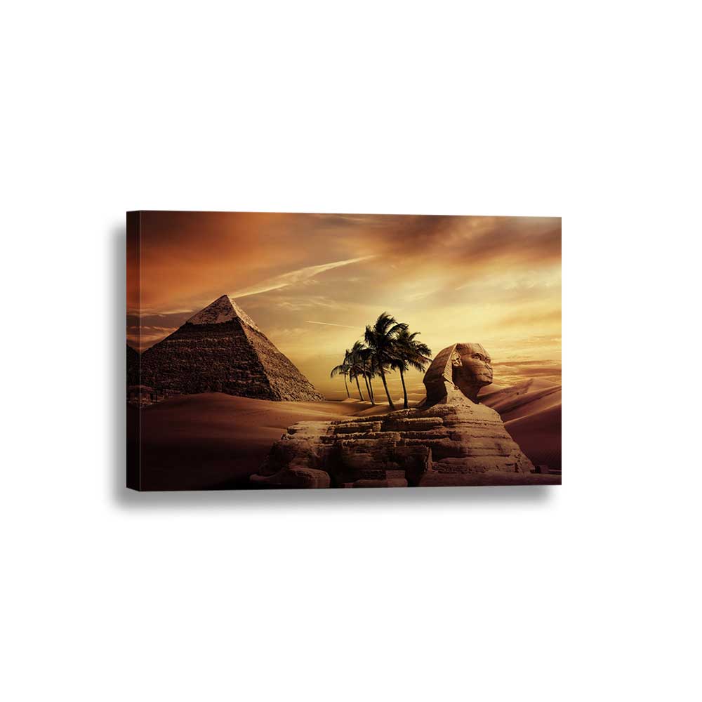 Timeless Pyramids Collection - Framed Canvas Home Decor Wall Art Multiple Choices 1 3 4 5 Panels