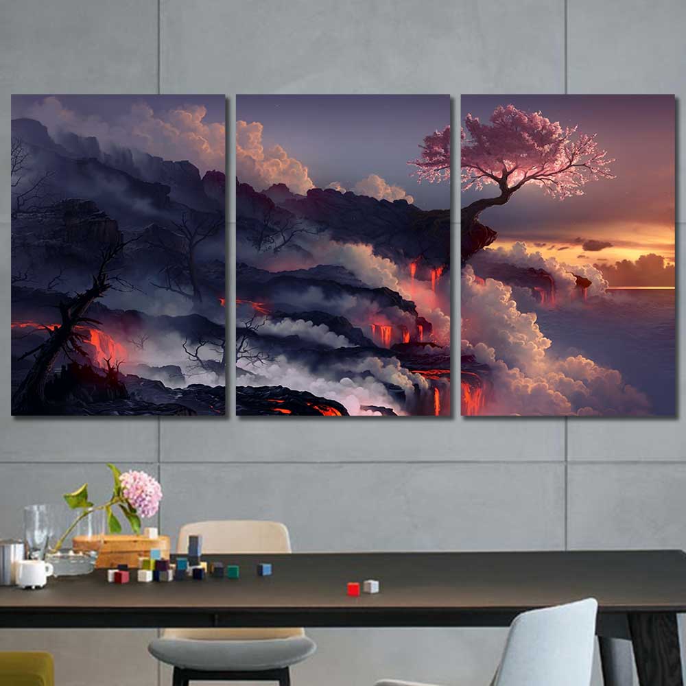 Harmony of Fire and Bloom Collection - Framed Canvas Home Decor Wall Art Multiple Choices 1 3 4 5 Panels