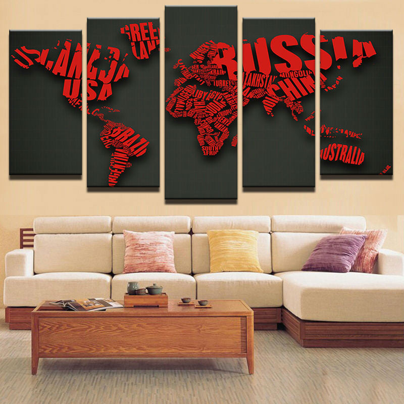 World Map Names Canvas